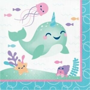 Napkins - LN - Narwhal party - 16pk