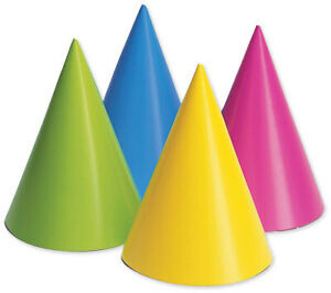 Party Hats - Assorted Neon - 8pkg