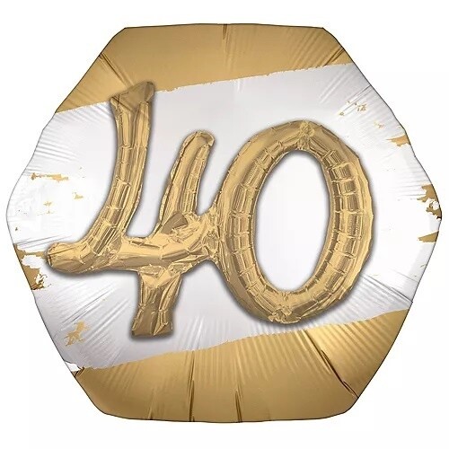 Foil Balloon - 40th - Golden Age - 3D - 30&quot;