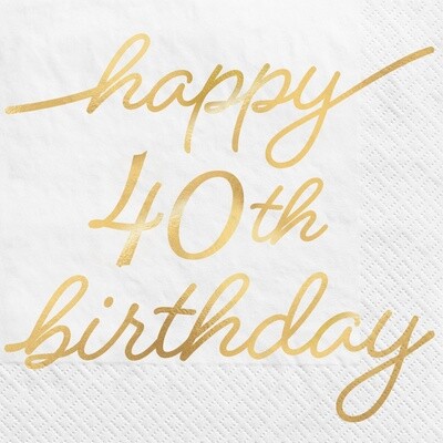 Napkins Bev Golden Age - 40th BDAY - 16 pk