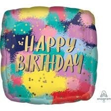 Foil Balloon- Painted Bday- 18&quot;