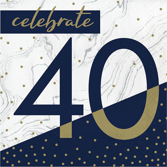 Napkins - LN - Navy &amp;  Gold Milestone  40 - 16PK