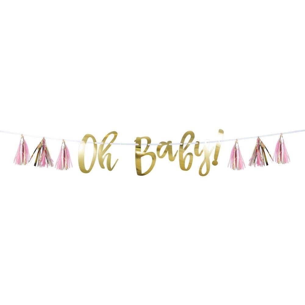Tassel Banner - OH BABY - Pink - 7&quot;X5&quot;