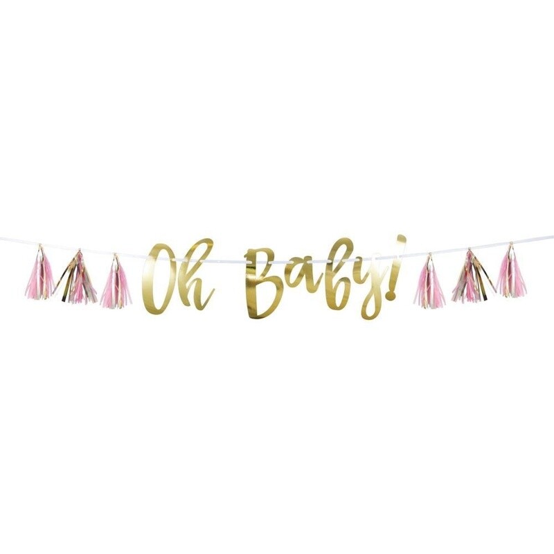 Tassel Banner - OH BABY - Pink - 7&quot;X5&quot;