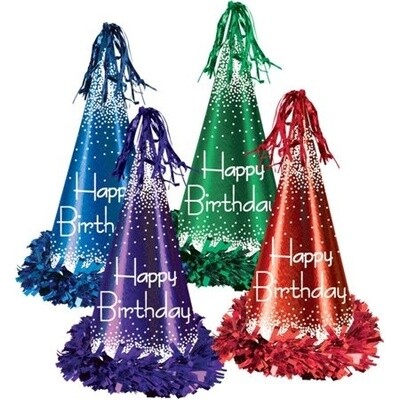 Cone Hat - Happy B-Day - Foil Multicolor - 1pc