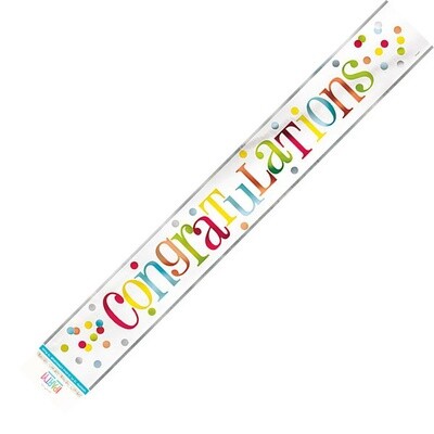 Foil Banner - Colorful Congrats - 12Ft