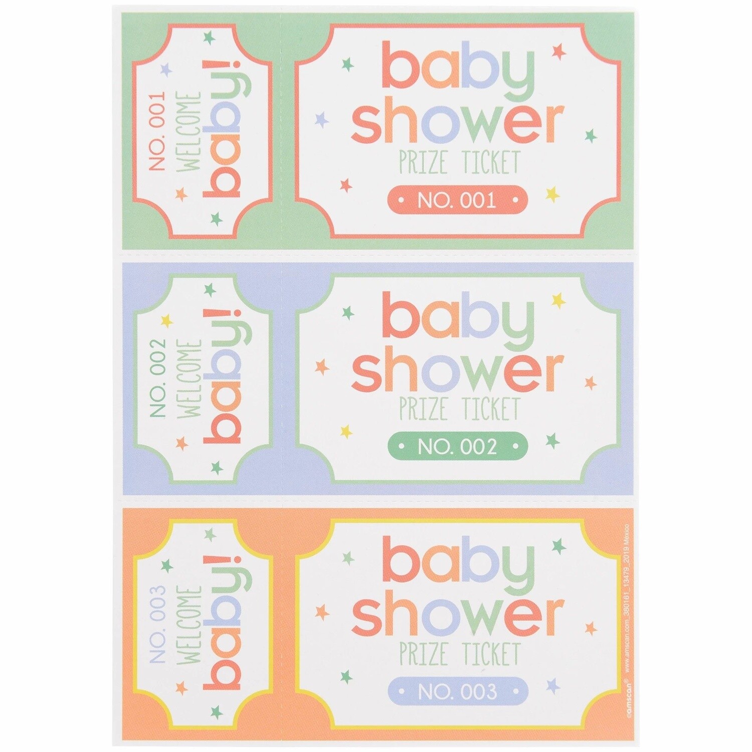 Baby Shower - Prize Tickets - 16 Sheets