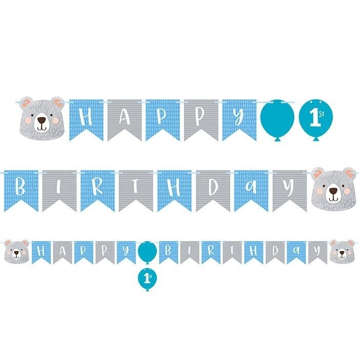 Banner - 1st Birthday Bear - 6.3&quot;ftx6&quot; - 1pc