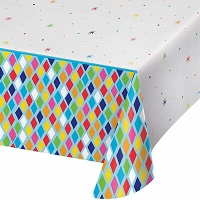 Tablecover - Plastic - Bright Birthday - 54&quot;x102&quot; - 1pc