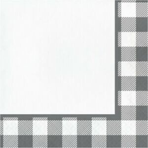 Napkins - LN - Gray and White Check - 16PK - 2PLY