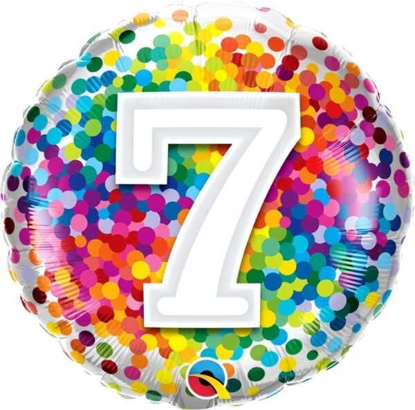 Foil Balloon - &quot;7&quot; Rainbow Confetti - 18&#39;&#39;