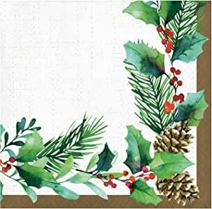 Napkins - BV - Golden Holly - 16pkg - 2ply