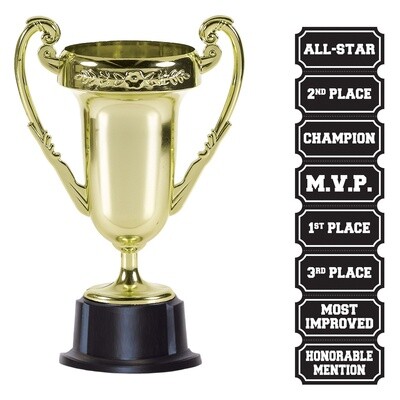 Goal Getter Customizable Trophy - 8 Stickers