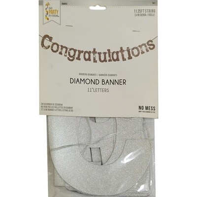 Banner - Congratulations - Glitter Silver - 11.25ft