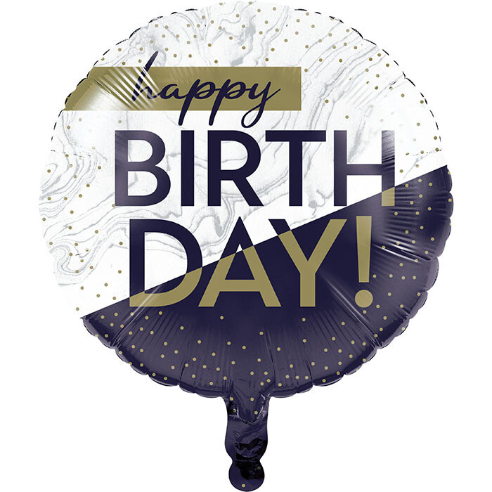 Foil Balloon - Navy &amp; Gold Milestone - 18&quot;