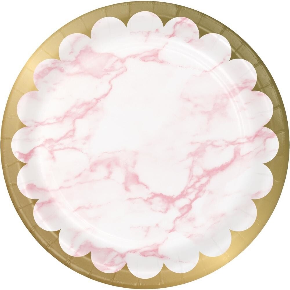 Plates - Pink Marble - 8 pk