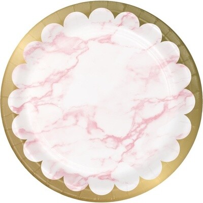 Plates - Pink Marble - 8 pk