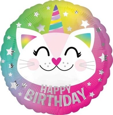 Foil Balloon - Birthday Caticorn - 17&#39;&#39;