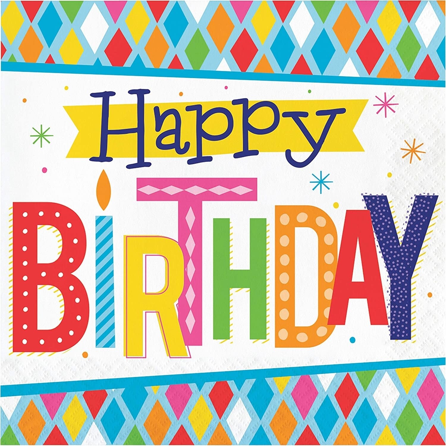 Napkins - LN - Bright Happy Birthday - 16pkg - 2ply