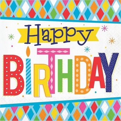 Napkins - LN - Bright Happy Birthday - 16pkg - 2ply
