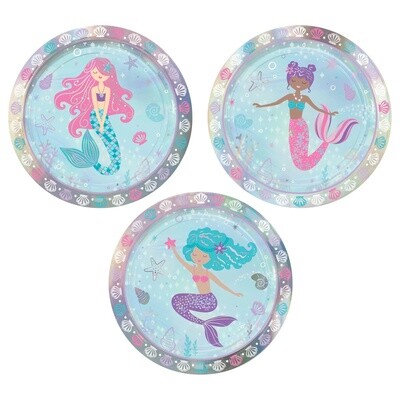 Plates - BEV - Shimmering Mermaids - 7&quot; - 8PCS