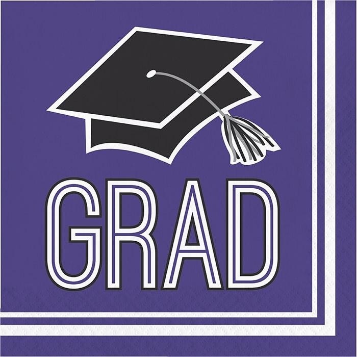 Napkins - LN - Grad - School Spirit Purple - 36 pk