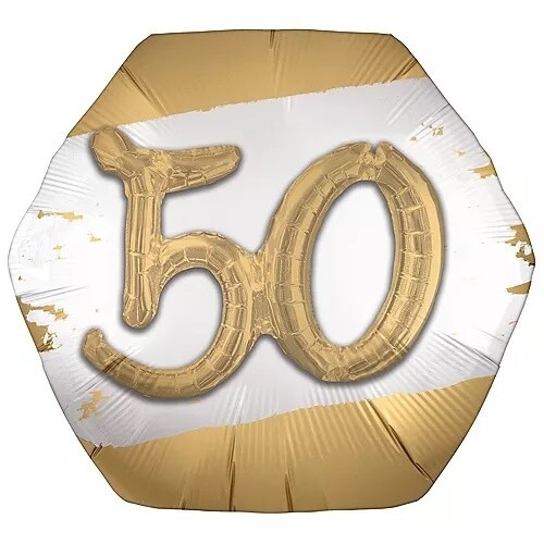 Foil Balloon - 50th - Golden Age - 3D - 30&quot;