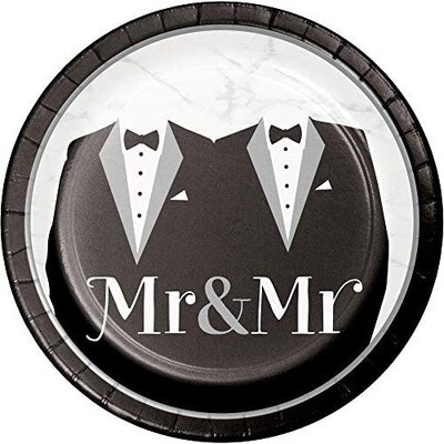 Plates - Mr &amp; Mr Wedding - 7&#39;&#39; - 8pkg