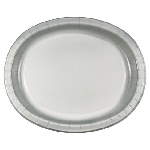 Plates - Oval - DN - shimmering Silver - 8 pk - 10&quot;