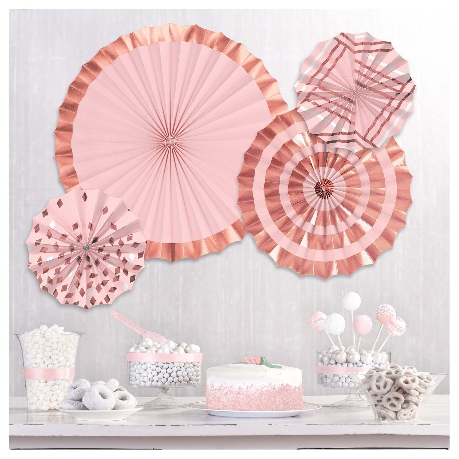 Paper Fans - Blush Birthday - 4 PCS