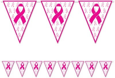 Pennant Banner - Pink Ribbon - Plastic - 1pc