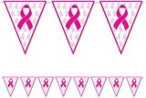 Pennant Banner - Pink Ribbon - Plastic - 1pc