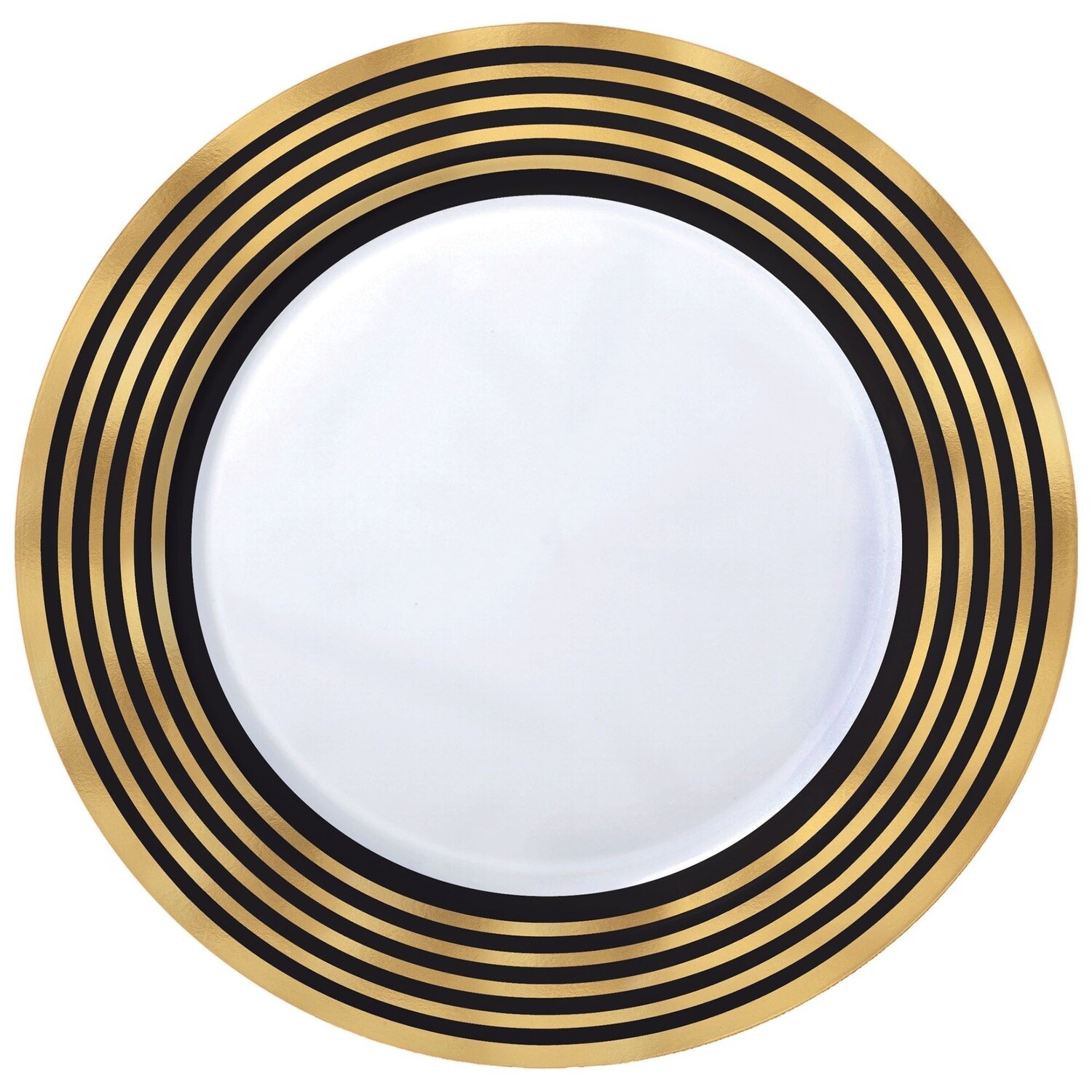 Plates - BEV - Gold/Black  Stripe - 20PK - Plastic