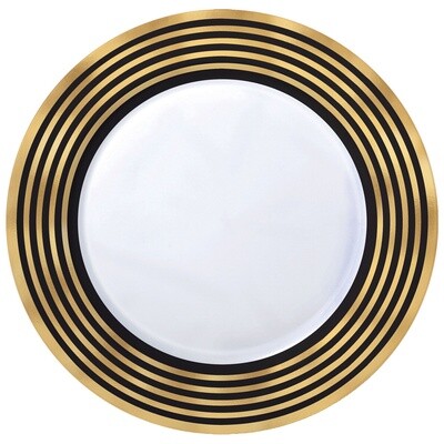 Plates - BEV - Gold/Black  Stripe - 20PK - Plastic