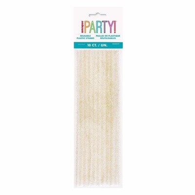 Straws - Reusable - Plastic - 10pkg