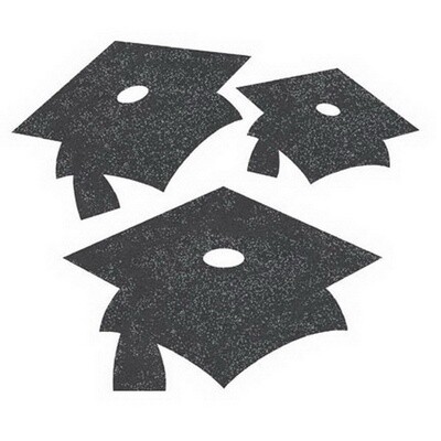 Cutouts - Graduation - Glitter Black - 12pkg