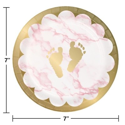Plates - Bev - Baby Pink Marble - 8 PK