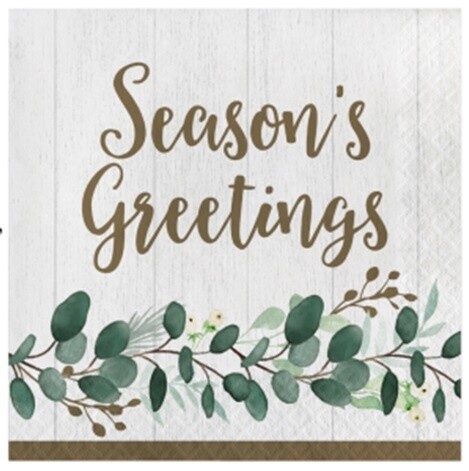 Napkins - LN - Season&#39;s Greetings - 2ply - 16 PK