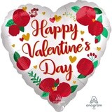 Foil Balloon - Happy Valentine&#39;s Day Satin Fused Roses