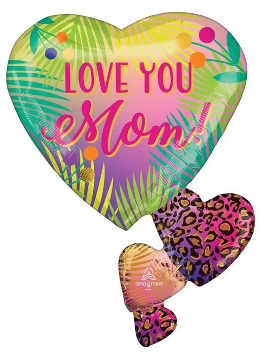 Foil Balloon - Tropical Mom Heart - 30&quot;