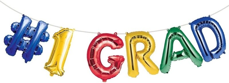 Foil Balloon Banner- #1 Grad - Multicolor
