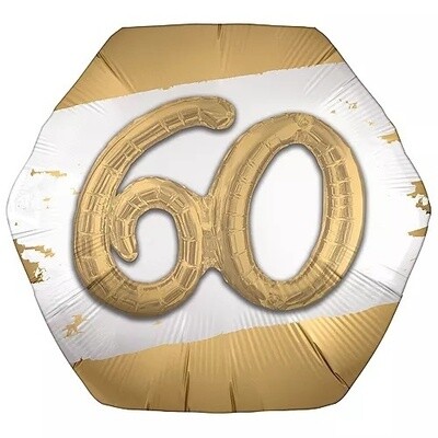 Foil Balloon - 60th - Golden Age - 3D - 30&quot;