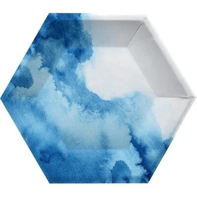Plates - Blue Marble - Hexagon - 8 pk