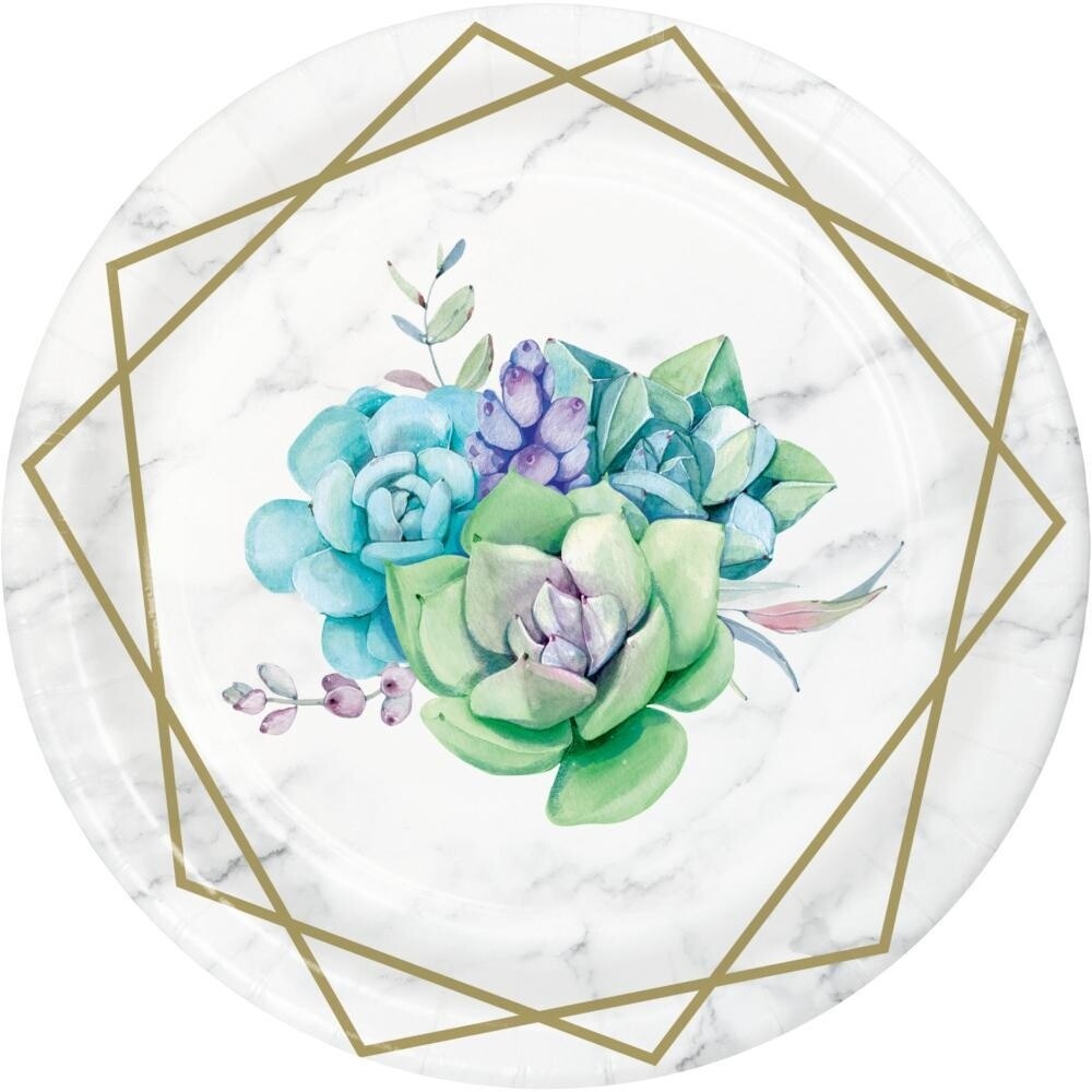 Plates - Bev - Geometric Succulents - 8 Pk