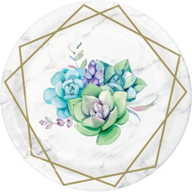 Plates - Bev - Geometric Succulents - 8 Pk