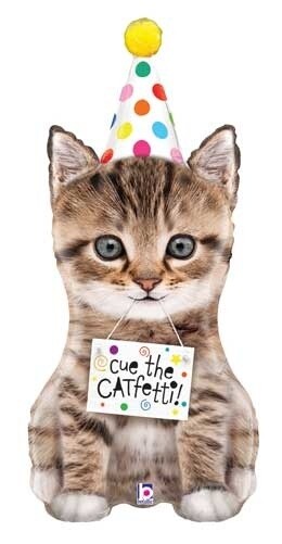 Foil Balloon - Cue the CATFetti! - Super Shape - 36&quot;