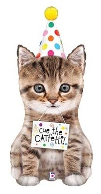 Foil Balloon - Cue the CATFetti! - Super Shape - 36&quot;