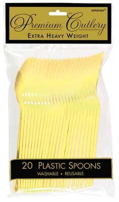 Premium Plastic Spoons Light Yellow 20pc