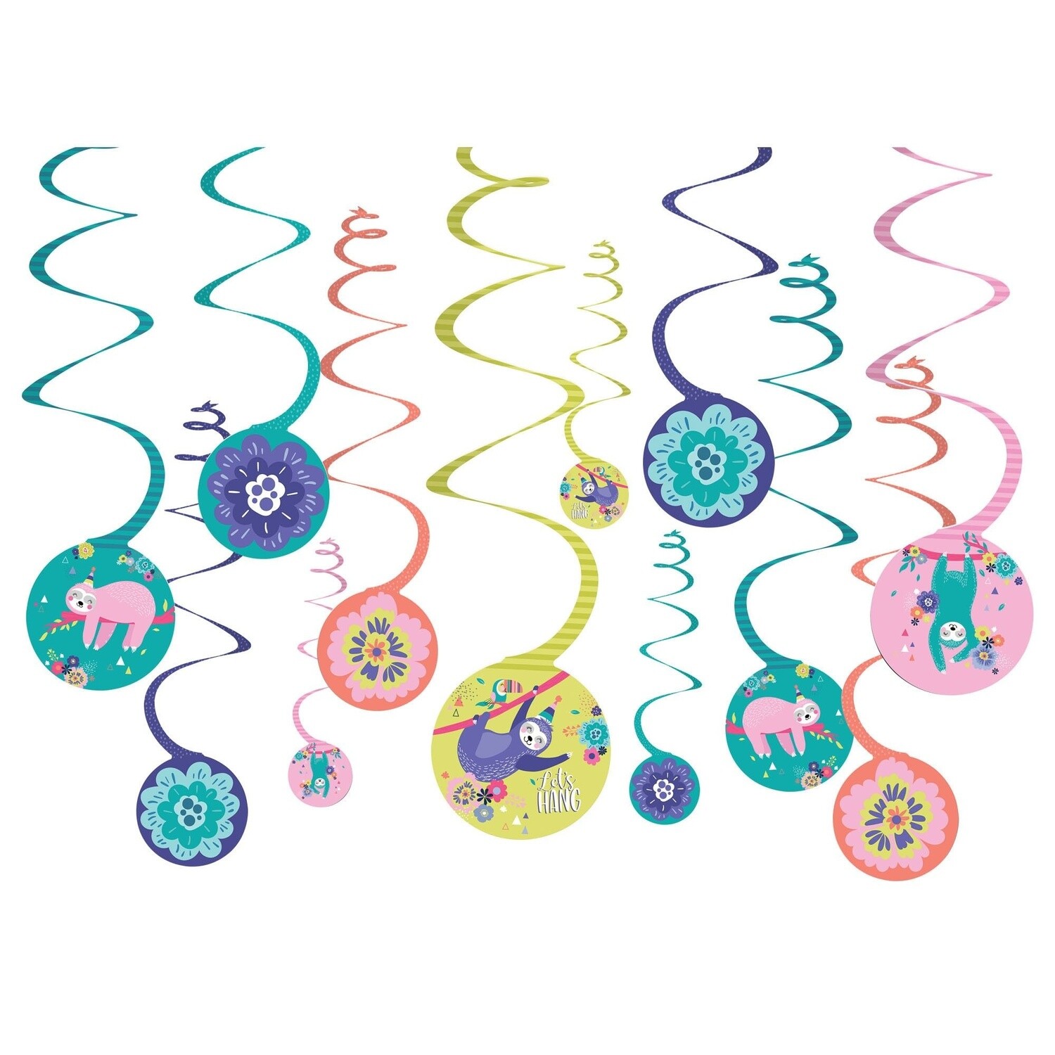 Swirl Decorations - Sloth Birthday - 12pcs