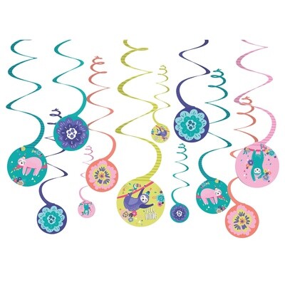 Swirl Decorations - Sloth Birthday - 12pcs